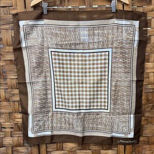 Monique Martin Brown and White Square Patterned Scarf